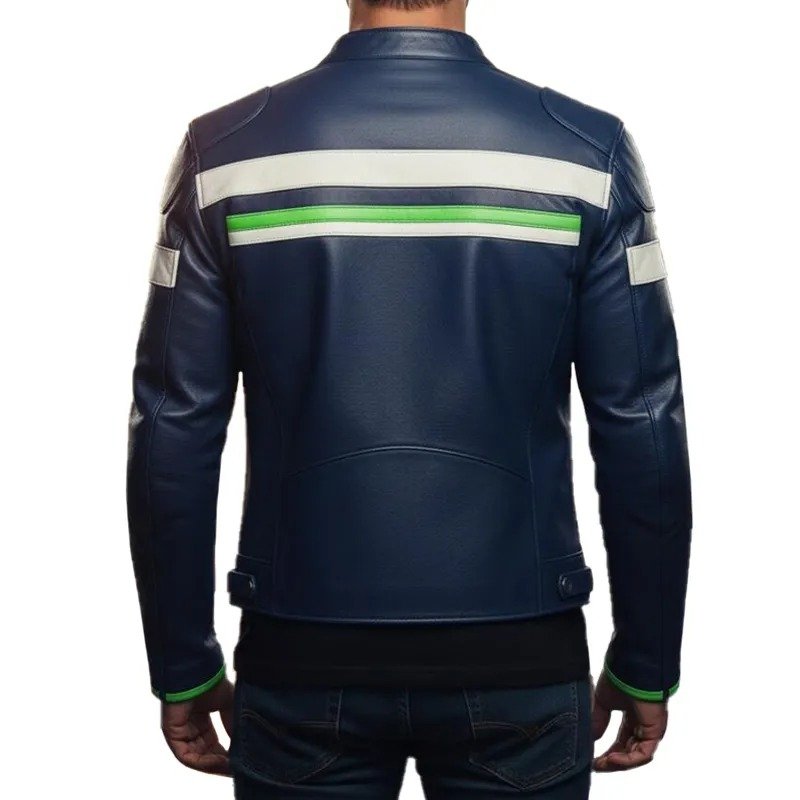 mens-white-green-striped-blue-leather-biker-jacket
