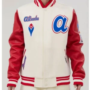 Atlanta Braves Mash Up Off White Varsity Jacket