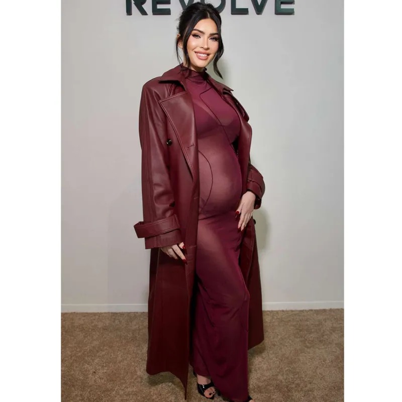 megan-fox-belted-leather-trench-coat