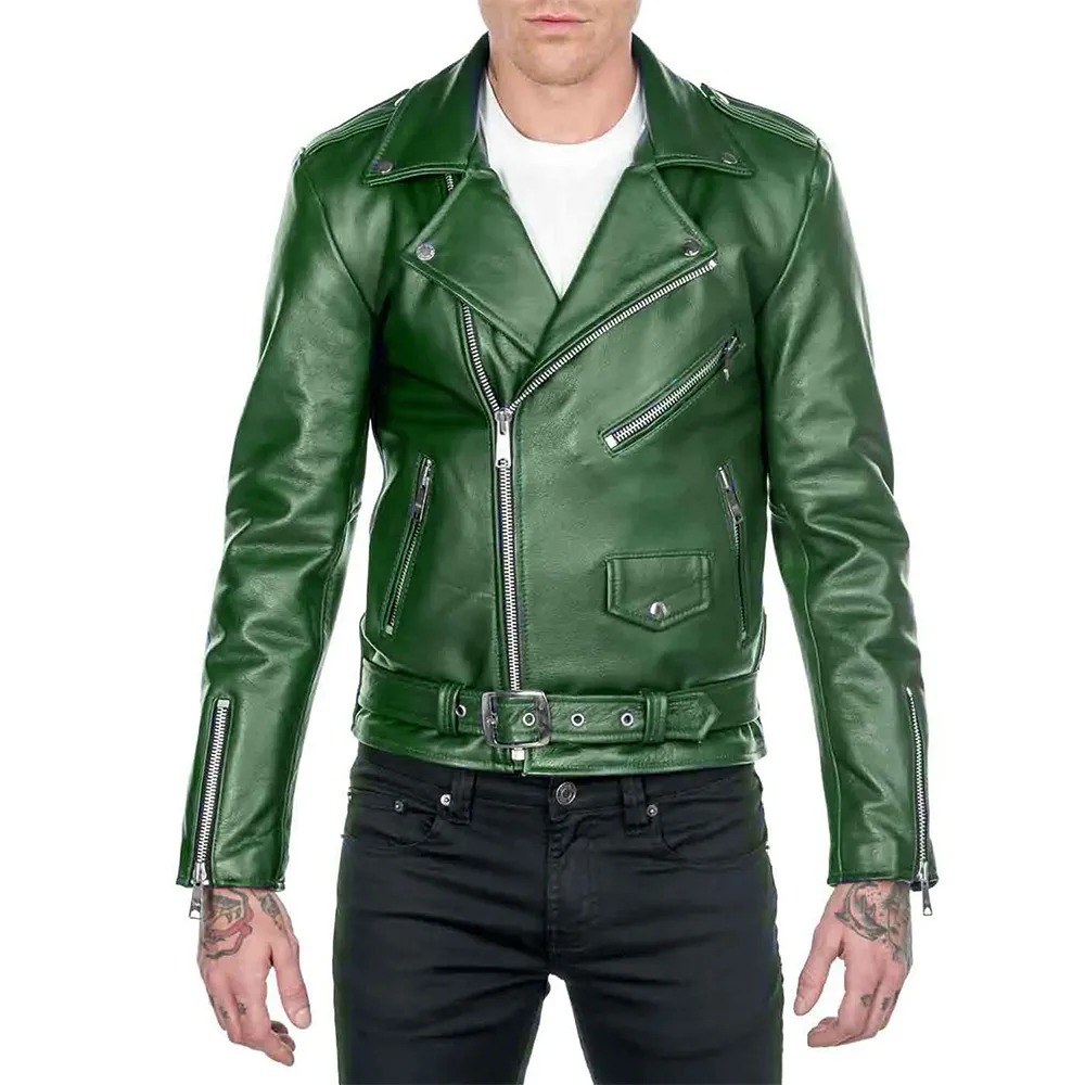 mens-biker-shinny-green-leather-jacket
