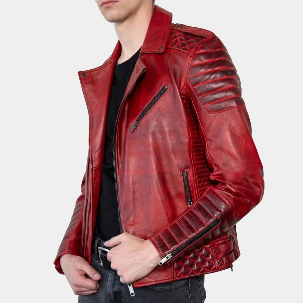 mens-red-padded-leather-biker-jacket