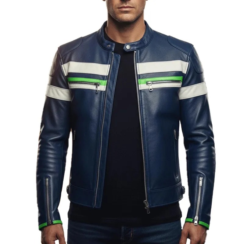 mens-white-green-striped-blue-biker-jacket