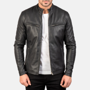 Vantage Men's Minimalist Matte Black Leather Jacket