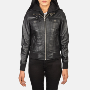Sentinel Women's Hooded Leather Bomber Jacket